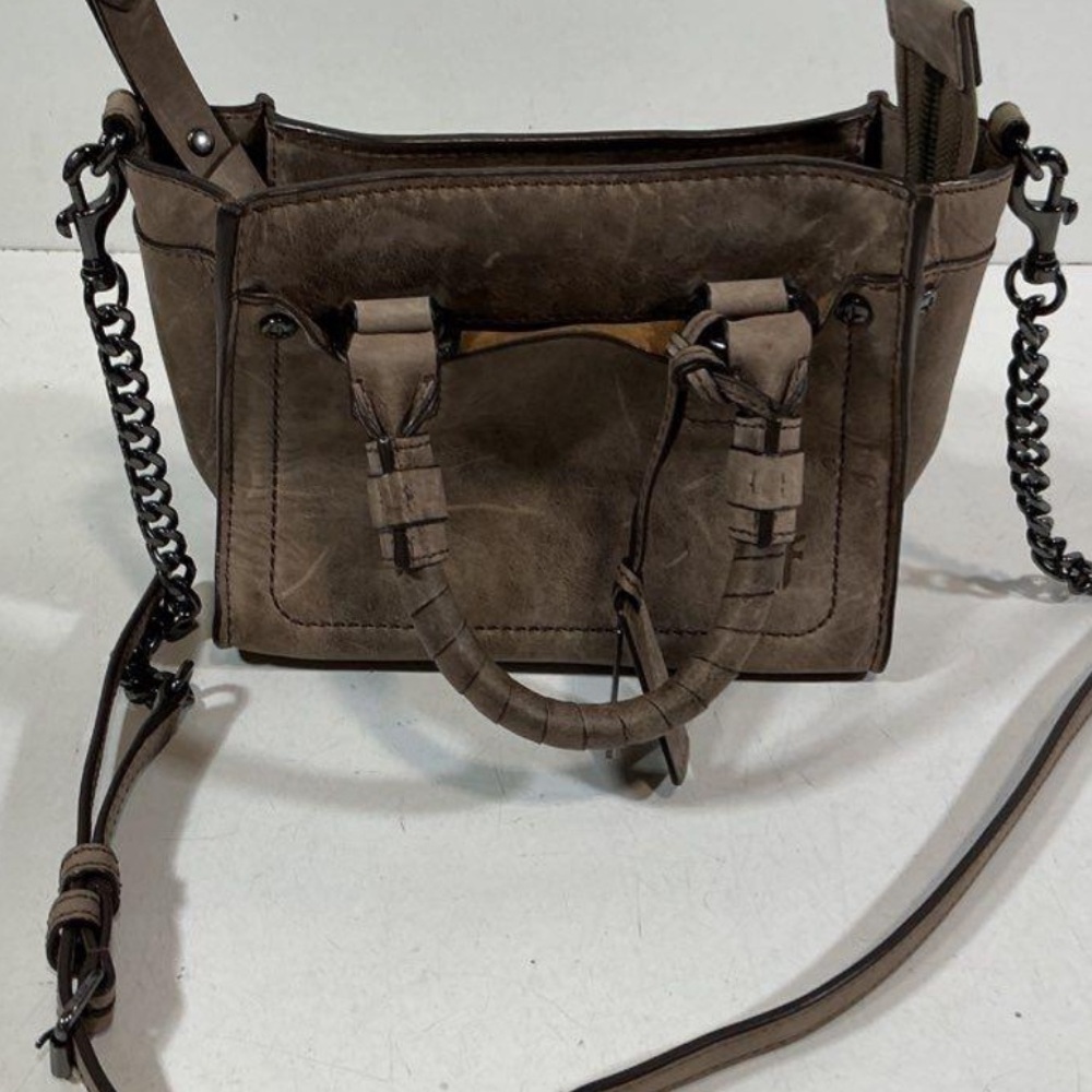 Women’s Frye Demi Distressed Brown Leather Zip Satchel Bag
